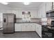 Modern kitchen with stainless steel appliances, white cabinets, and tile backsplash at 101 Grier St, York, SC 29745