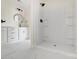Bathroom features double sinks, a new shower, and black matte hardware at 176 Forest Creek Dr, Statesville, NC 28625