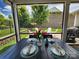 Inviting screened porch featuring an outdoor dining table and beautiful backyard views at 4831 Looking Glass Trl, Denver, NC 28037