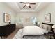 A staged main bedroom with hardwood floors and ample natural light at 740 Rosegate Dr, Gastonia, NC 28056