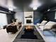 Basement living area with cozy fireplace, stylish rug, and comfortable seating at 7507 Limerick Dr, Charlotte, NC 28270