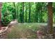 Well-manicured lawn featuring lush greenery and a wood deck and fence at 8807 Tree Haven Dr, Charlotte, NC 28270