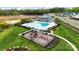 Aerial view showcasing the pool and playground amenities within a well-maintained community at 9077 Myrna Dr, Gastonia, NC 28056