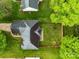 Aerial view of a house showcasing the roof, backyard, surrounding greenery, and neighborhood, providing a comprehensive perspective at 909 Jordans Pond Ln, Charlotte, NC 28214