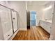 Modern bathroom featuring a glass-enclosed shower, double vanity, and sleek fixtures at 1035 Gardenia Dr # 51, Mt Ulla, NC 28125