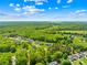 Breathtaking aerial view captures homes in a lush, green community with a scenic lake under a clear blue sky at 108 Castleview Ln, Mooresville, NC 28115