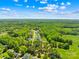 Stunning aerial view of a neighborhood surrounded by lush green trees under a partly cloudy blue sky at 108 Castleview Ln, Mooresville, NC 28115