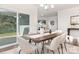Sunlit dining room with modern table, chairs, rug, and sliding glass door at 114 S Shayna Rd, Troutman, NC 28166