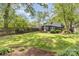 Spacious backyard with manicured lawn, mature trees, and privacy fence at 1824 Umstead St, Charlotte, NC 28205