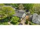 Aerial view of a well-maintained home with a spacious backyard, garage, and lush landscaping at 3019 Sunset Dr, Charlotte, NC 28209