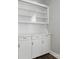 Charming built-in hutch with glass display cabinet and marble-look countertop at 313 Mayflower Ave, Cramerton, NC 28032