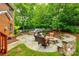 Backyard stone patio features a built-in grill, seating, and a fire pit for outdoor enjoyment at 4711 Pearmain Dr, Waxhaw, NC 28173