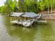 Lake Norman waterfront property with a private boat dock featuring covered boat slips at 6788 Bucleigh Rd, Clover, SC 29710