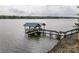 Private boat dock on Lake Norman with a boat lift and a covered slip at 6788 Bucleigh Rd, Clover, SC 29710