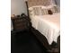 Cozy main bedroom showcasing a comfortable bed and a dark wood nightstand at 1148 Marietta St, Charlotte, NC 28214