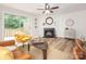 Living room showcasing a fireplace, modern furniture and a view to the outdoor deck at 1203 Maple Shade Ln, Charlotte, NC 28270