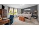 Cozy primary bedroom with a wooden desk and chair, natural light, and a view of the landscape at 151 Brown Farms Dr, Cleveland, NC 27013