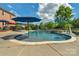 Inviting backyard pool and patio offer an outdoor oasis with ample seating for lounging and entertaining by the water at 1614 Crestgate Dr, Waxhaw, NC 28173