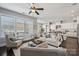 Spacious living room with modern kitchen, plush seating, and lots of natural light at 2311 Lochview St, Pineville, NC 28134