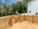 Elevated back deck with stairs and a view of the fenced backyard, next to a white house at 2501 Elon St, Charlotte, NC 28208