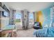 Bright bedroom with ample natural light, colorful accent wall, desk and cozy furniture at 2533 Ensemble Ct, Charlotte, NC 28262