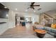 Open-concept living room showcases modern décor, flowing into the kitchen and dining areas at 2533 Ensemble Ct, Charlotte, NC 28262