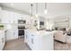 Open-concept kitchen featuring a spacious island, stainless appliances, and an adjacent living area at 4827 Victoria Ave, Charlotte, NC 28269