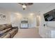 The living room upstairs is bright with a leather sofa at 861 Watling St, Fort Mill, SC 29715