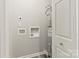 Laundry room with hookups, water heater, and white walls at 109 W Poplar St, Stanley, NC 28164
