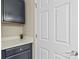 Laundry area featuring blue cabinets and a white countertop at 109 W Poplar St, Stanley, NC 28164