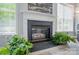 Cozy fireplace with large windows on either side and decorated with plants at 12531 Morning Creek Ln, Charlotte, NC 28214