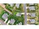 Bird's-eye view of the property shows lush green lawn, mature trees, and neighboring houses at 1617 Post Ct, Gastonia, NC 28054