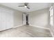Bedroom with ceiling fan and closet view of the hallway at 2459 Glenridge Dr, Gastonia, NC 28054