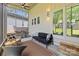 Outdoor porch with ceiling fan, and comfortable seating at 3036 Palm Ave, Charlotte, NC 28205