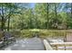 Backyard deck overlooking a lush, green lawn and wooded area that creates a serene atmosphere at 505 Southland Rd, Huntersville, NC 28078