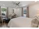 Bright bedroom features a ceiling fan and a dedicated vanity area for added functionality at 517 Wingrave Dr, Charlotte, NC 28270