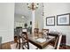 Spacious dining room featuring a modern table with glass insert, chandelier, and elegant decor at 530 Dovefield Dr, Indian Trail, NC 28079