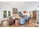 Cozy living room featuring a stone fireplace, comfortable seating, and stylish decor at 602 Shoreline Rd # 144, New London, NC 28127