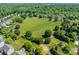 Aerial view of a neighborhood showing the community green space at 709 Circle Trace Rd, Monroe, NC 28110