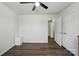 Neutral bedroom featuring a modern ceiling fan and a double door closet, offering ample storage at 773 Sir Raleigh Dr, Concord, NC 28025