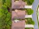 Aerial view of homes showcasing well-manicured lawns, landscaping, and hardscape at 1008 Avalon Pl, Matthews, NC 28104