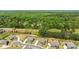 An aerial view displays a lush, green neighborhood with mature trees and well-spaced homes at 1052 Harlow'S Crossing Dr, Weddington, NC 28104
