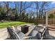 Cozy backyard with stone patio, comfortable seating, and a charming fire pit at 1751 Merriman Ave, Charlotte, NC 28203
