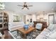 Open-concept living room with a view into the modern kitchen featuring bar stool seating at 3028 Quinebaug Rd, Fort Mill, SC 29715