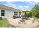 Large patio with outdoor seating, dining area, fire pit, and lush landscaping at 3028 Quinebaug Rd, Fort Mill, SC 29715