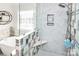 The remodeled shower features a built-in seat and recessed shelving at 503 Bridgestone Ct, Gastonia, NC 28056