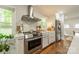 Updated kitchen showcasing stainless steel range hood and modern appliances at 6339 Montpelier Rd, Charlotte, NC 28210