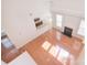 Aerial view of an open floor plan with a fireplace and adjacent kitchen area at 7206 Forrest Rader Dr, Mint Hill, NC 28227
