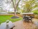 A lovely backyard deck features an outdoor dining table, seating, and a spacious yard for outdoor enjoyment at 901 Burnley Rd, Charlotte, NC 28210