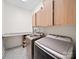 Well-equipped laundry room featuring modern washer and dryer, ample cabinet space and gray tile flooring at 101 Cross Current Ln # 137, Belmont, NC 28012